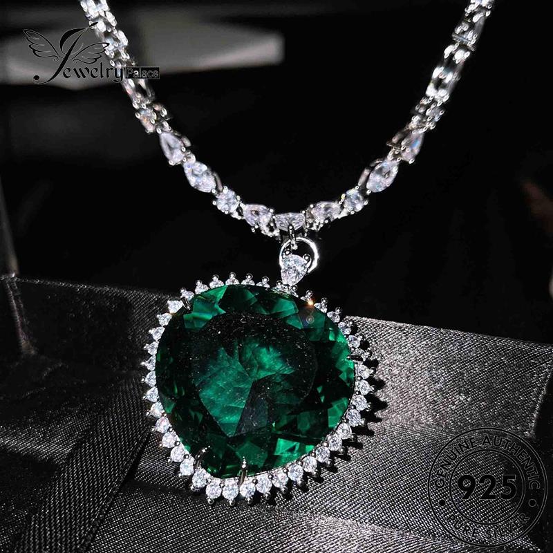 Jewelrypalace Kalung Perak Asli925 Wanita Fashion Love Emerald N950