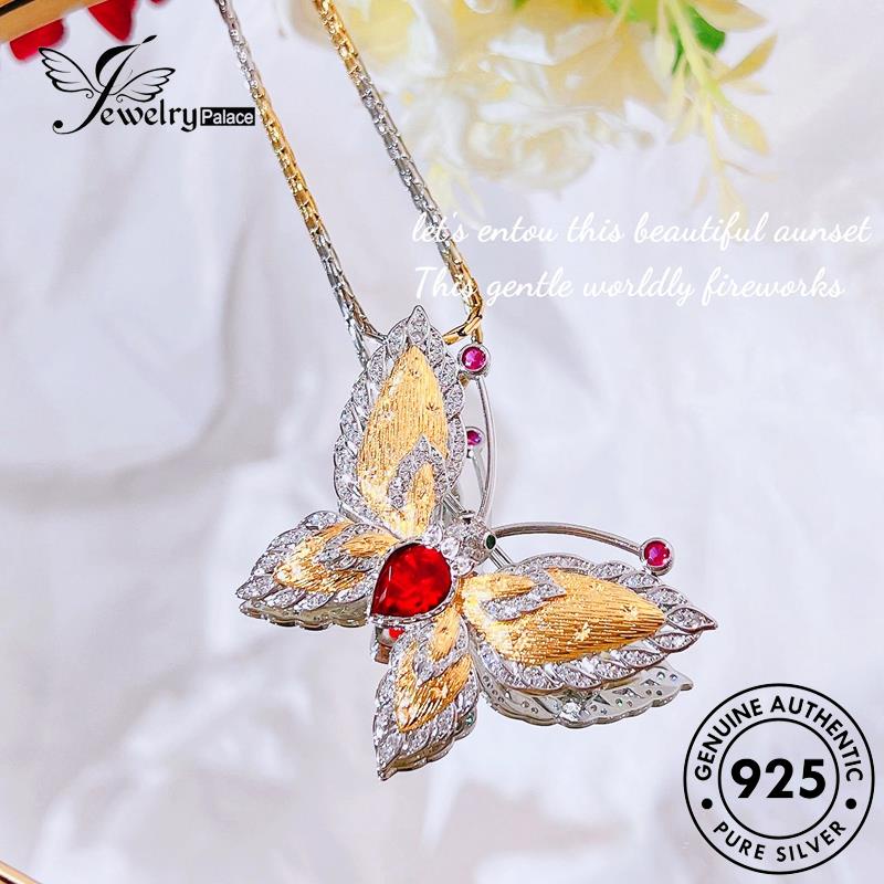 Jewelrypalace Asli925 Kalung Perak Wanita Emerald Butterfly Fashion N1132