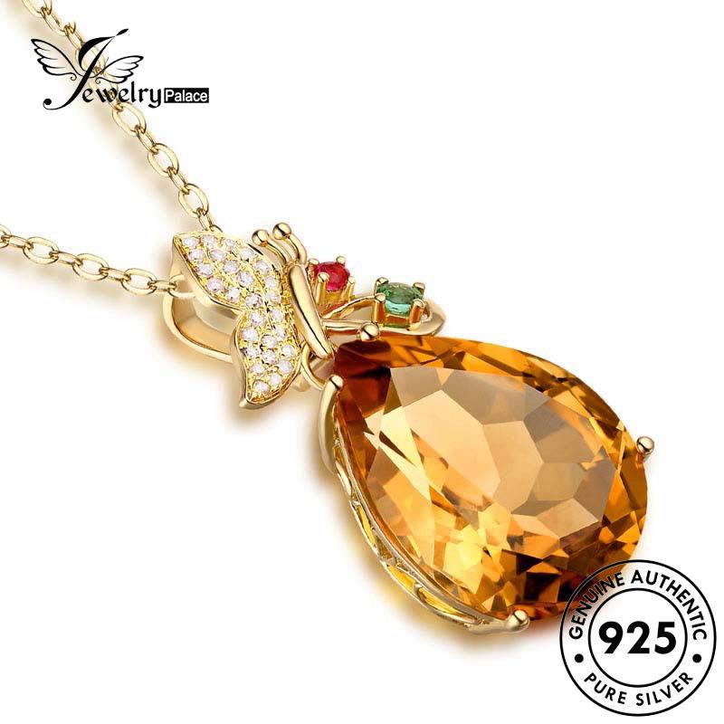 Jewelrypalace Kalung Perak Asli Wanita Kreatif Citrine Butterfly925 N1176