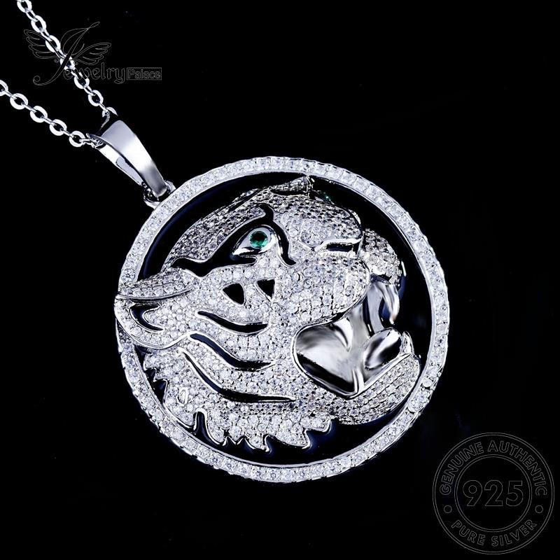 Jewelrypalace Perak Kepala Harimau Kalung Berlian Asli Moissanite925 Mendominasi Pria N1198