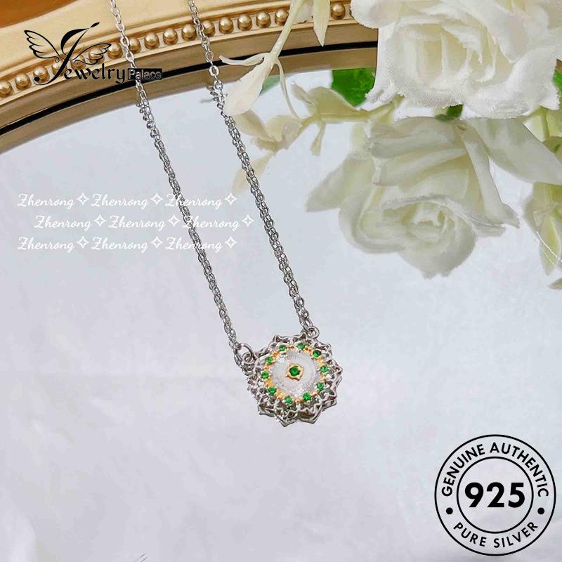 Jewelrypalace Kalung Perak925 Asli Kreatif Emerald Lace Wanita N1153