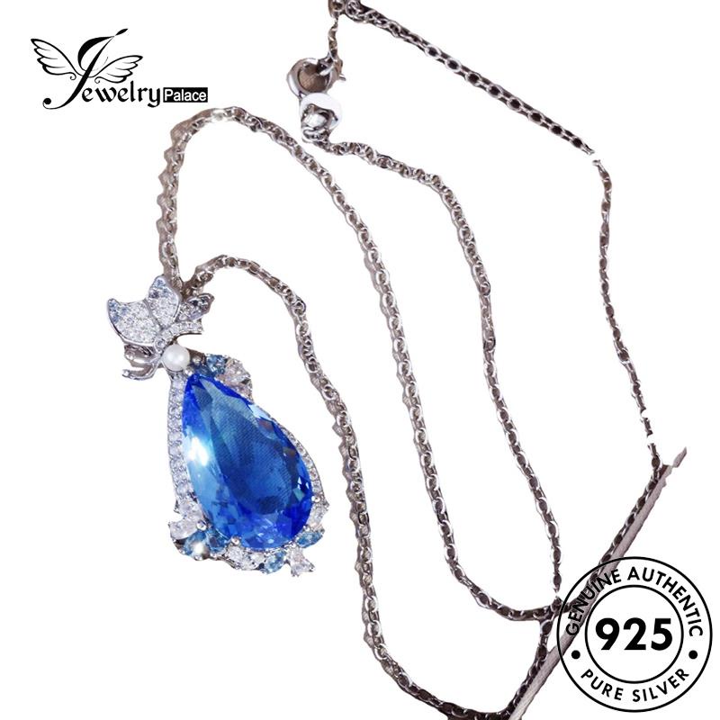 Jewelrypalace Fashion Perak Drop925 Safir Asli Wanita Kalung N1211