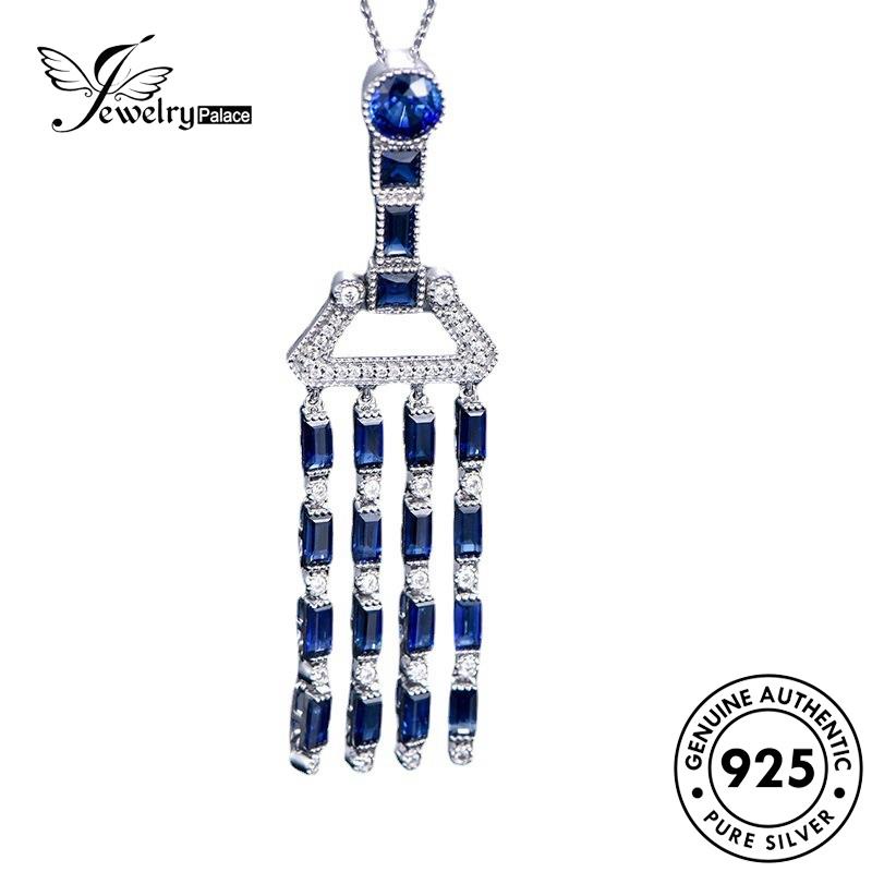 Jewelrypalace Perak Jumbai Safir Wanita925 Kalung Kreatif Asli N1367