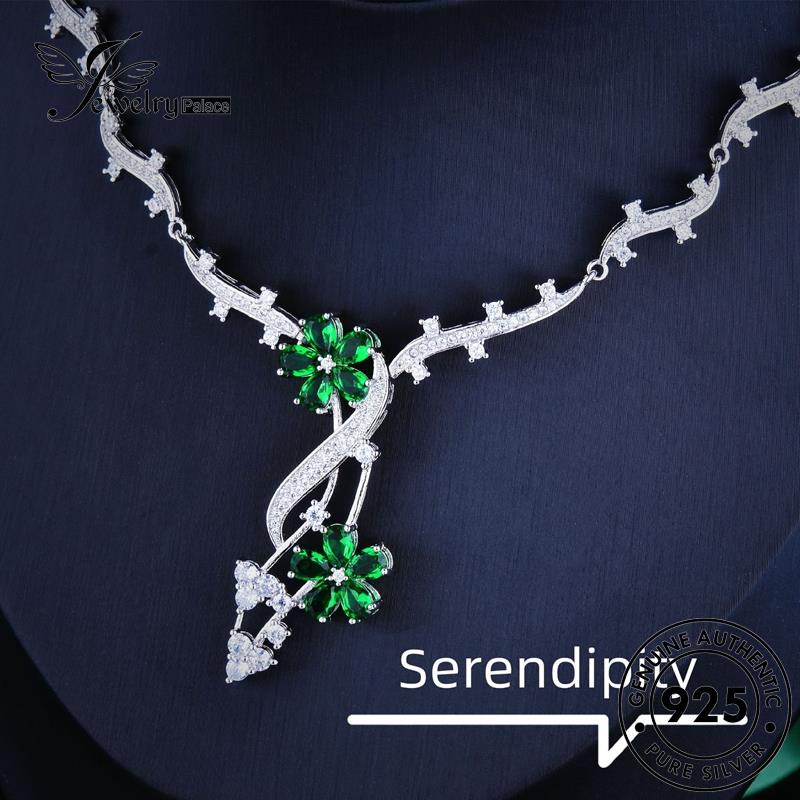 Jewelrypalace Light Emerald Asli925 Kalung Perak Wanita Mewah N1368