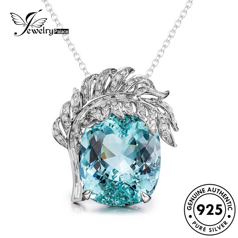 Jewelrypalace Kalung Sapphire Bulu Wanita Perak925 Asli Mewah N1376