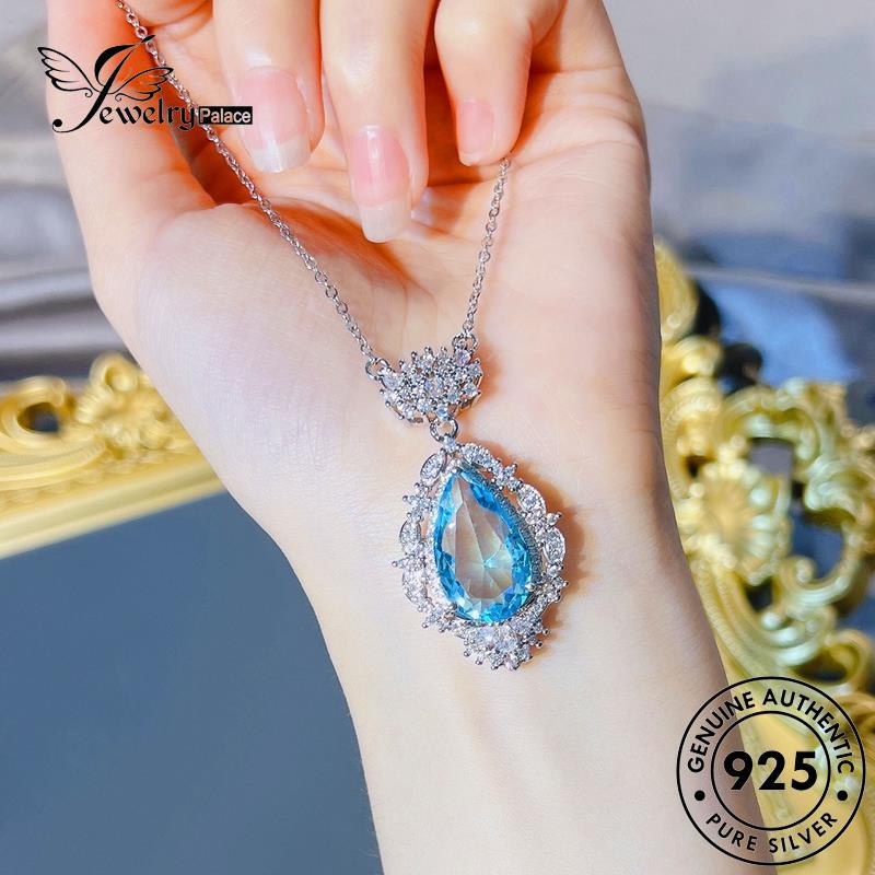 Jewelrypalace Asli Safir Indah925 Kalung Wanita Tetes Perak Air N1332