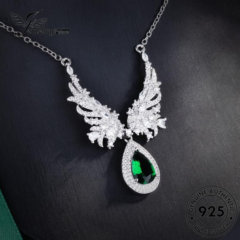 Jewelrypalace Wanita Emerald Asli Perak925 Kalung Sayap Modis N1339