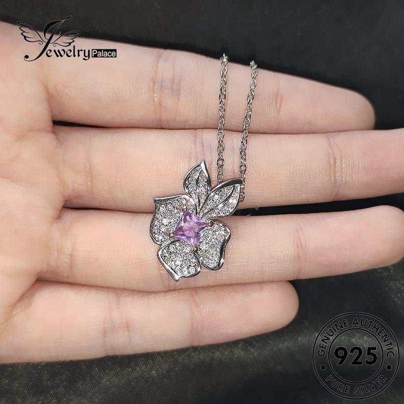 Jewelrypalace Fashion Bunga925 Perak Asli Amethyst Wanita Kalung N1442