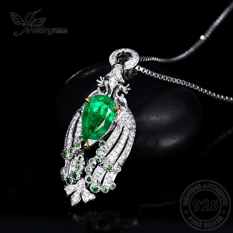 Jewelrypalace Peacock Emerald925 Perak Wanita Kalung Lucu Asli N1405