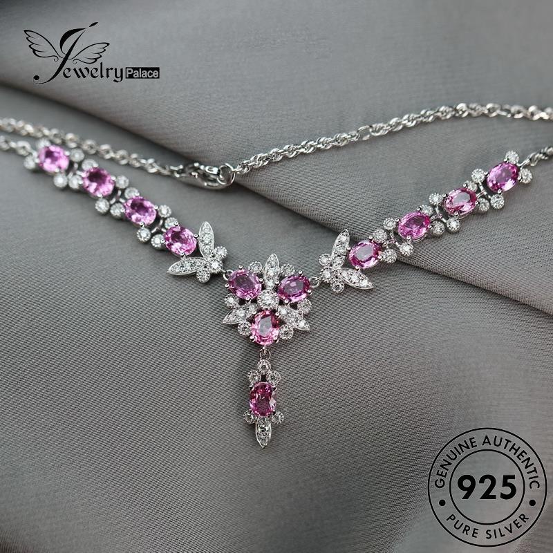 Jewelrypalace Fine925 Wanita Berlian Silver Pink Asli Kalung Kristal N1563