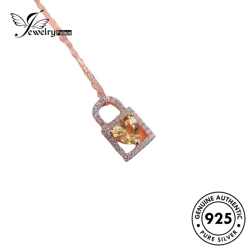 Jewelrypalace Perak925 Asli Wanita Kalung Kunci Hati Kreatif Citrine N1555