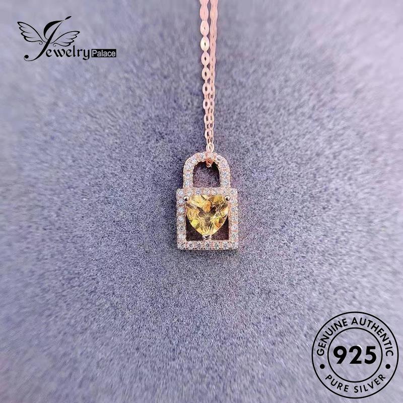 Jewelrypalace Perak925 Asli Wanita Kalung Kunci Hati Kreatif Citrine N1555
