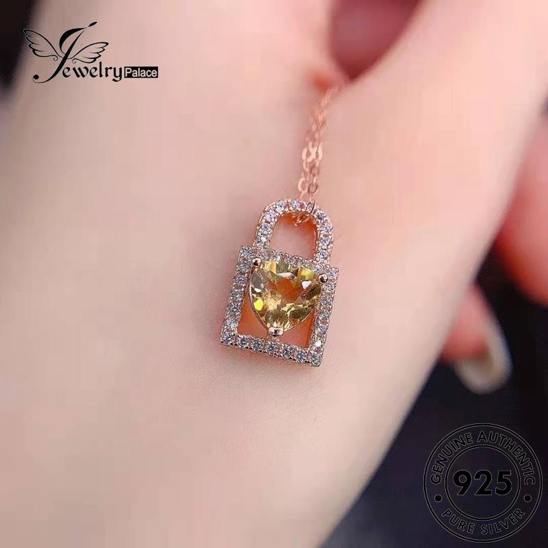 Jewelrypalace Perak925 Asli Wanita Kalung Kunci Hati Kreatif Citrine N1555