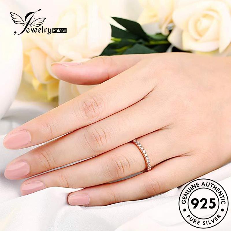 JEWELRYPALACE Sterling Pasangan Cincin Gold Moissanite Personality Round Asli Perak korea Couple Kawin Original Nikah Diamond Silver Perhiasan Murni Aksesori Silver 925 R668