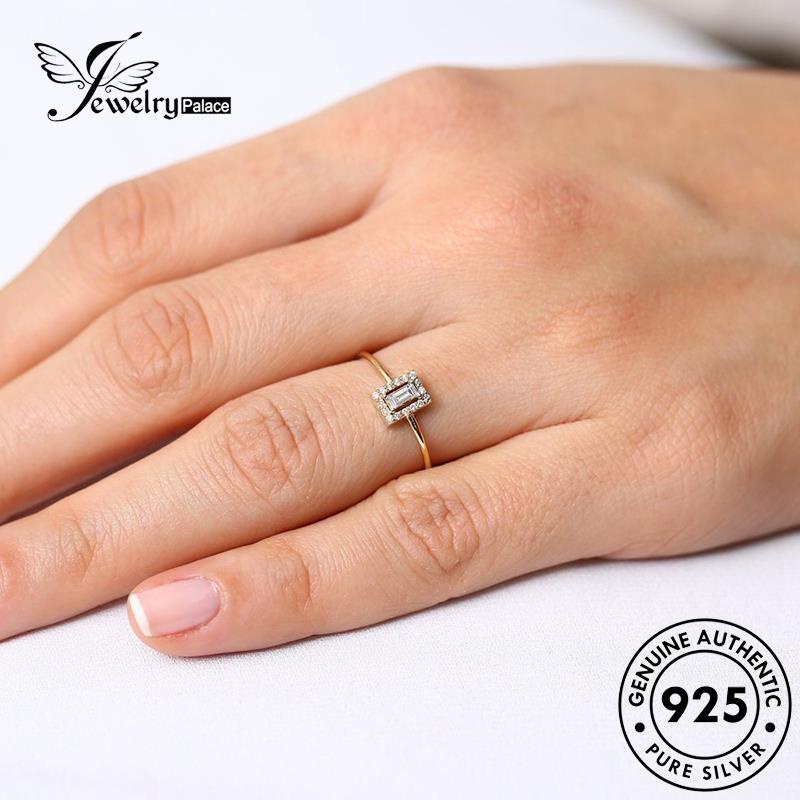 JEWELRYPALACE Square Gold Nikah Wanita Cincin Silver Original Perak Kawin Murni Moissanite Silver korea Aksesori Asli 925 Sterling Diamond Perhiasan Fashion R691