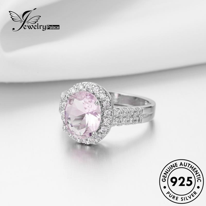 JEWELRYPALACE Perak Wanita Perhiasan Silver Cincin Crystal Silver Nikah Pink Kawin 925 Diamond Original Personality Sterling Aksesori Asli korea Oval Murni R697