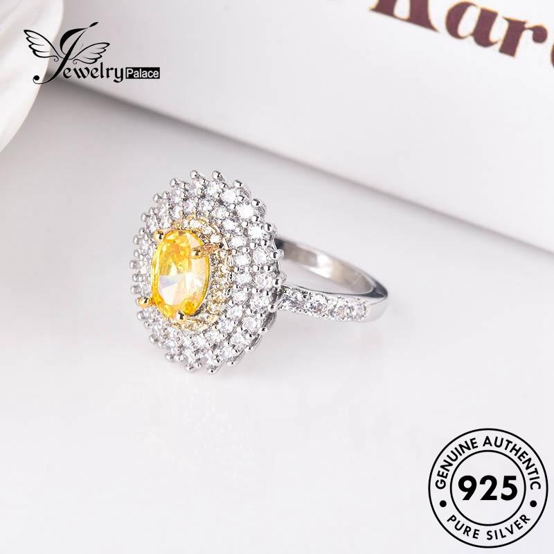 JEWELRYPALACE Wanita korea Citrine Aksesori Cincin Two-Color Perhiasan Silver Classic Perak Kawin 925 Original Asli Nikah Silver Sterling Murni R1017