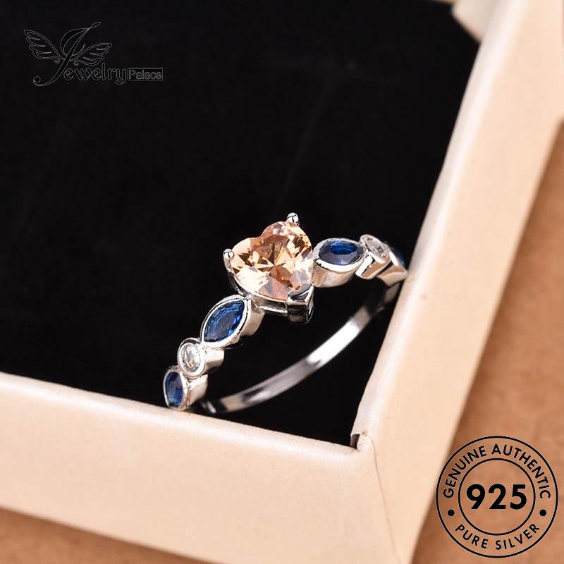 JEWELRYPALACE Silver Cincin Sterling Perak 925 Original Personality Murni korea Asli Emerald Kawin Perhiasan Aksesori Leaf Wanita Nikah Silver R1086