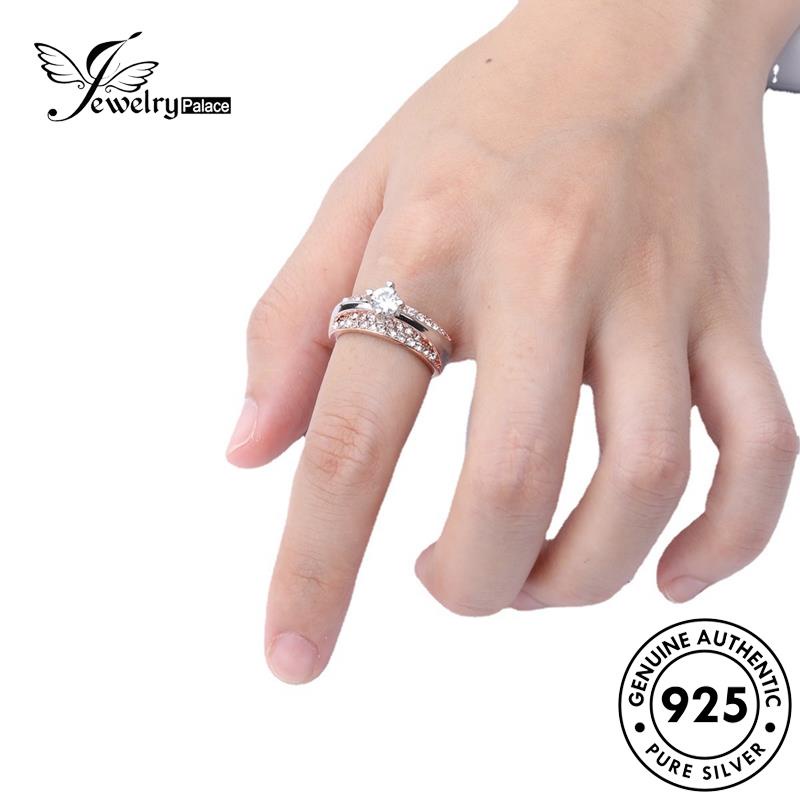 JEWELRYPALACE Nikah Moissanite Diamond Kawin Perak korea Wanita Silver Murni Original Perhiasan Aksesori 925 Simple Sterling Silver Cincin Square Asli R1470