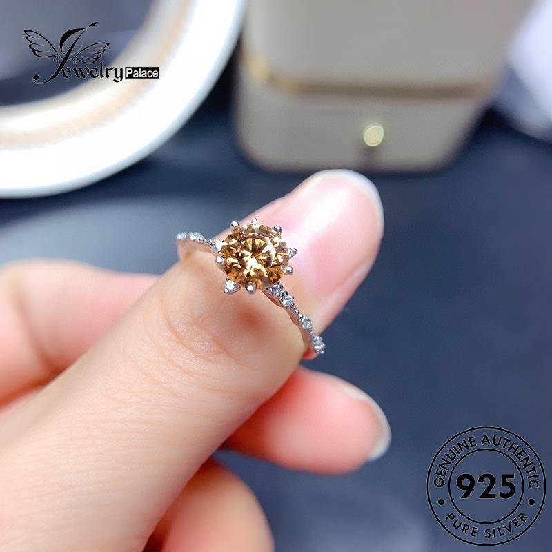 JEWELRYPALACE Original Perak Murni Nikah Cincin korea Asli Aksesori Classic Silver Sterling Snowflake Kawin 925 Silver Wanita Perhiasan Citrine R1869