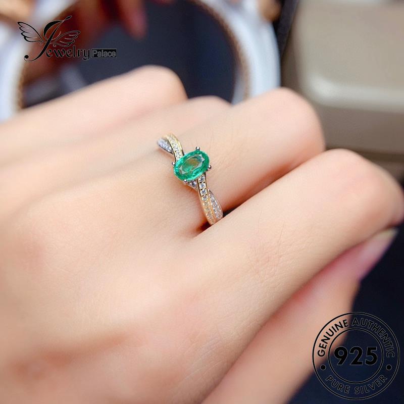 JEWELRYPALACE Kawin Silver Oval Simple Original Nikah Perhiasan Aksesori Asli Silver Cincin Wanita Aquamarine Perak 925 Murni korea Sterling R1871