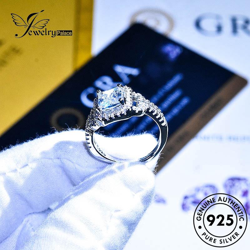 JEWELRYPALACE Diamond Fashion Silver Square Murni Original Sterling Silver Aksesori Nikah Kawin Perhiasan Moissanite Asli Cincin korea Wanita 925 Perak R1759