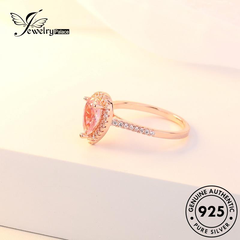 JEWELRYPALACE Silver Sterling Perhiasan korea Water Murni Pink Diamond Kawin Wanita Drop 925 Aksesori Nikah Perak Original Silver Asli Crystal Personalized Cincin R1783