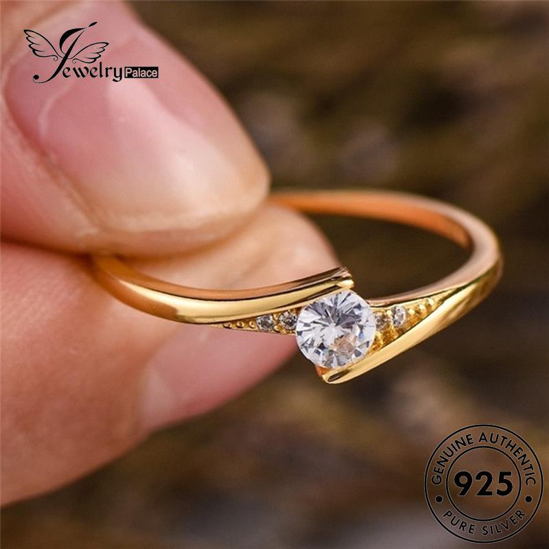 JEWELRYPALACE Kawin Wanita Nikah Asli Silver 925 Murni Diamond Original Aksesori Gold Perak Moissanite korea Cincin Silver Perhiasan Simple Sterling R1903