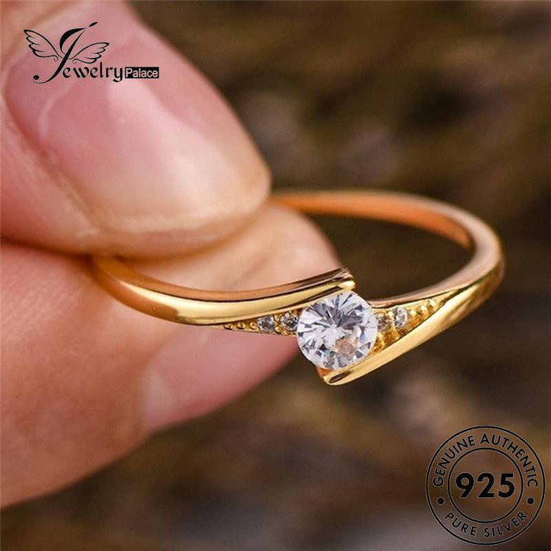 JEWELRYPALACE Kawin Wanita Nikah Asli Silver 925 Murni Diamond Original Aksesori Gold Perak Moissanite korea Cincin Silver Perhiasan Simple Sterling R1903