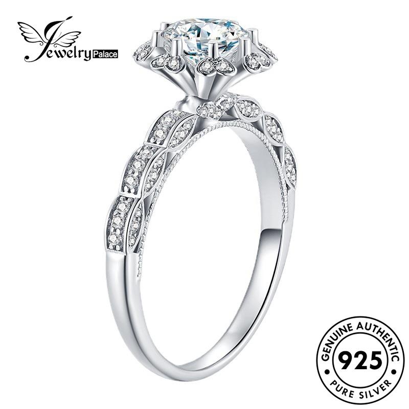 JEWELRYPALACE Original Wanita And Sterling Cincin Personality Kawin Nikah korea Bridge Diamond Silver Silver Perak Perhiasan Asli Moissanite Love 925 Aksesori Murni R2052