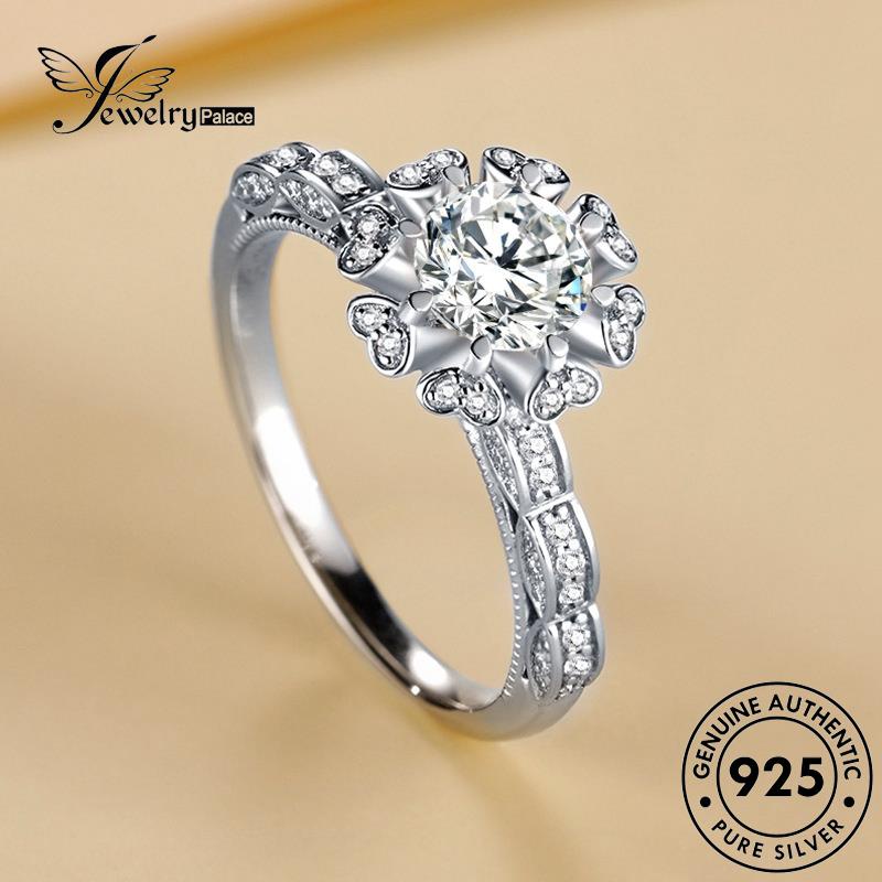 JEWELRYPALACE Original Wanita And Sterling Cincin Personality Kawin Nikah korea Bridge Diamond Silver Silver Perak Perhiasan Asli Moissanite Love 925 Aksesori Murni R2052