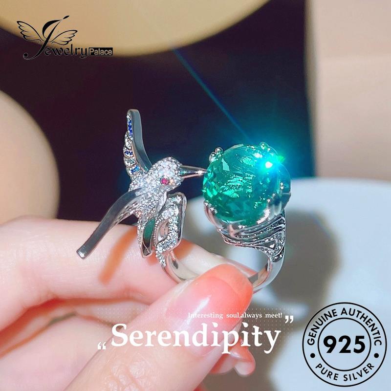 JEWELRYPALACE Wanita Silver Murni korea Creative Cincin Asli 925 Amethyst Nikah Hummingbird Original Kawin Silver Aksesori Perak Perhiasan Sterling R2107