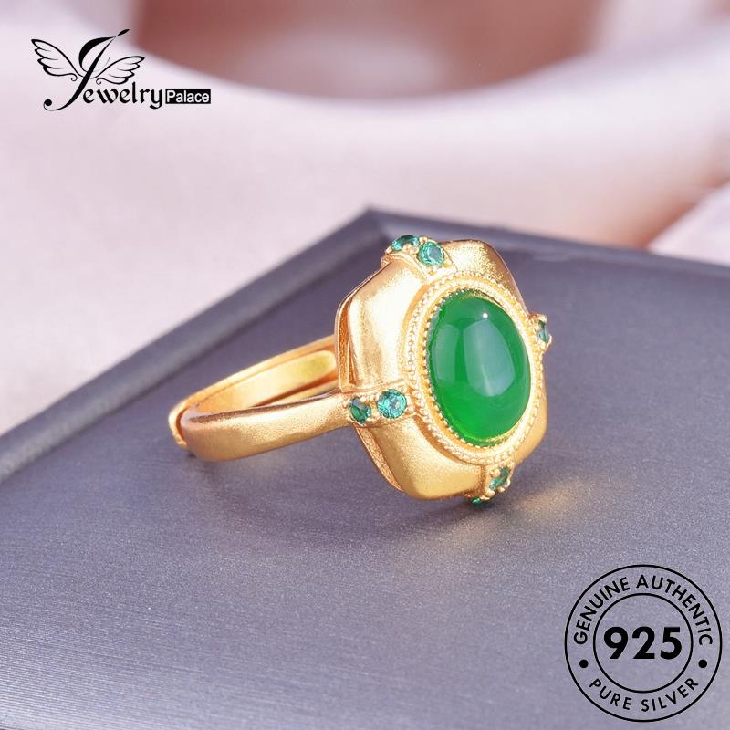 JEWELRYPALACE Vintage Perhiasan Perak Murni Engraved Silver 925 Sterling Cincin Original Asli Jade Kawin korea Wanita Nikah Silver Aksesori Gold R2108