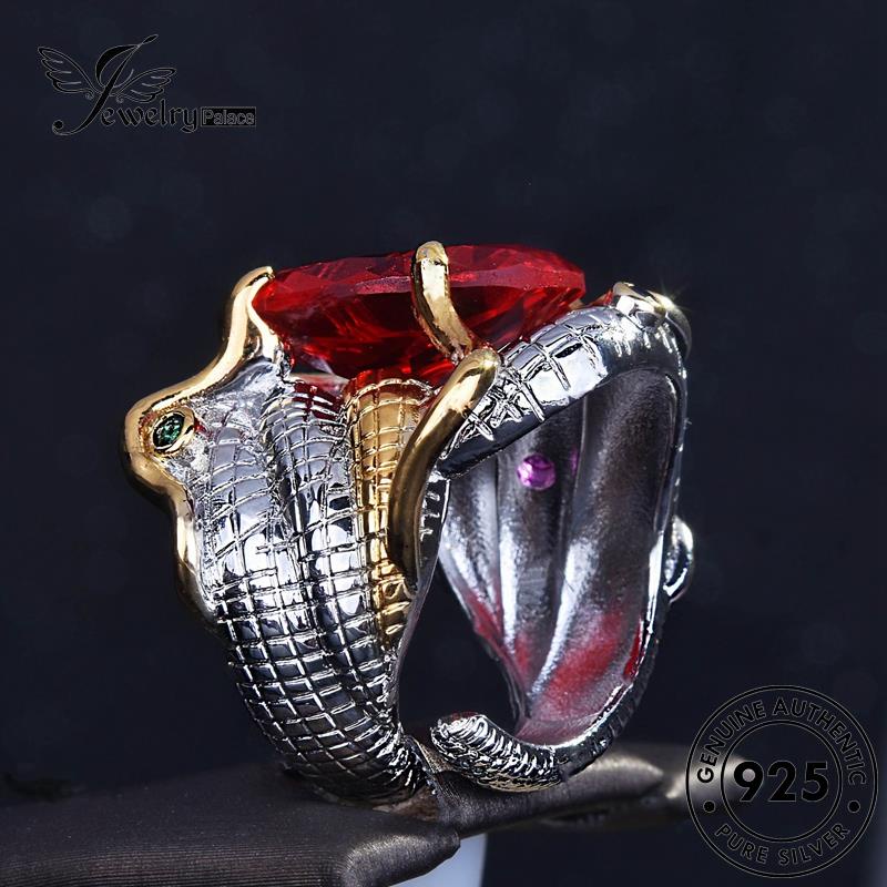 JEWELRYPALACE Original Silver Ruby Perhiasan Silver Aksesori Wanita Snake Retro Cincin Murni Perak Nikah Kawin Asli korea 925 Sterling R2126