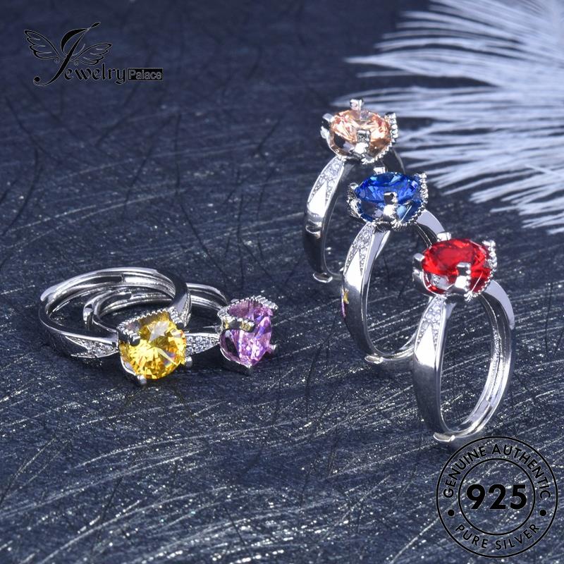 JEWELRYPALACE korea Cincin Color Aksesori Murni Asli Sterling Perak Silver Silver Nikah Gold 925 Perhiasan Ruby Original Wanita Kawin Simple R2164