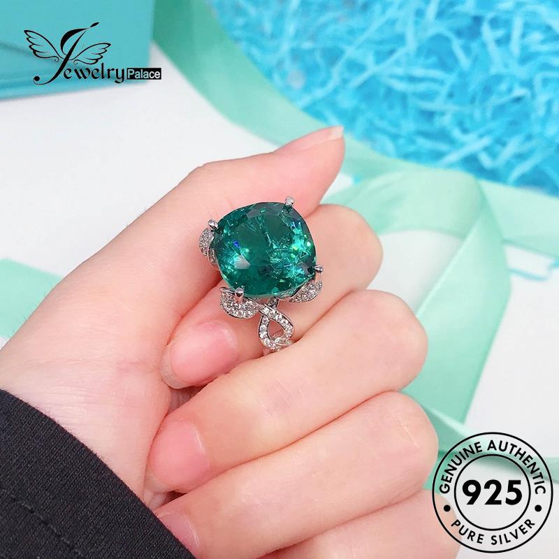 JEWELRYPALACE Personality Round Perak Aquamarine korea Wanita 925 Cincin Nikah Murni Sterling Original Silver Kawin Perhiasan Silver Asli Aksesori R2145