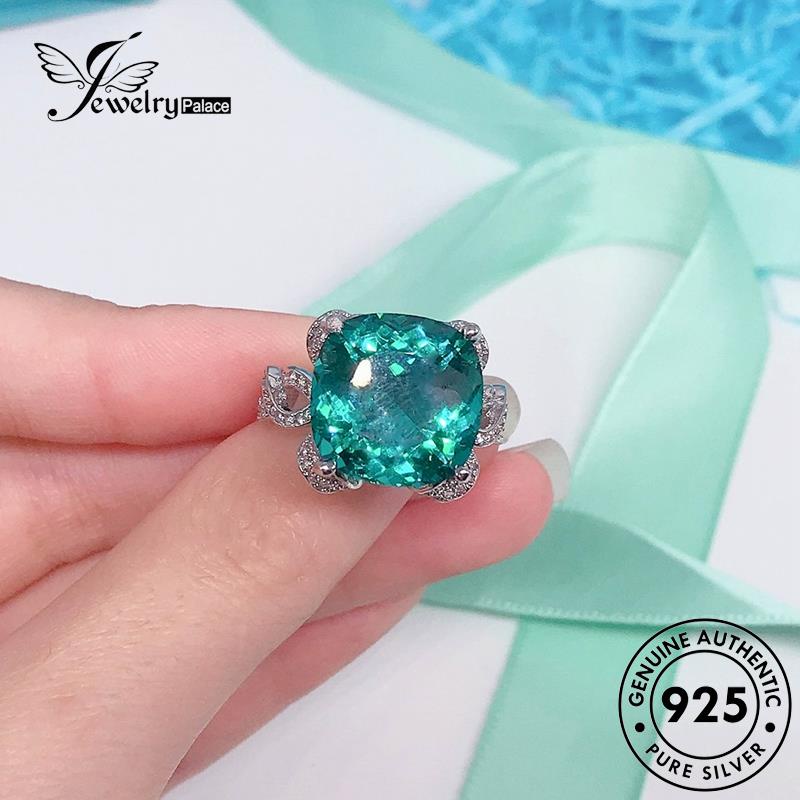 JEWELRYPALACE Personality Round Perak Aquamarine korea Wanita 925 Cincin Nikah Murni Sterling Original Silver Kawin Perhiasan Silver Asli Aksesori R2145