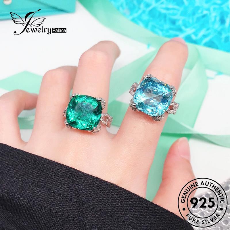 JEWELRYPALACE Personality Round Perak Aquamarine korea Wanita 925 Cincin Nikah Murni Sterling Original Silver Kawin Perhiasan Silver Asli Aksesori R2145