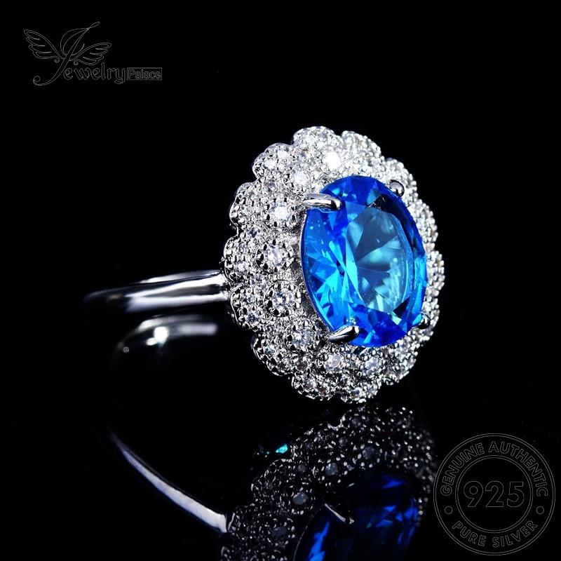 JEWELRYPALACE korea Sapphire Silver Sterling Kawin Silver Aksesori Cincin Murni Wanita Original Personality Perhiasan Nikah Oval 925 Asli Perak R2221