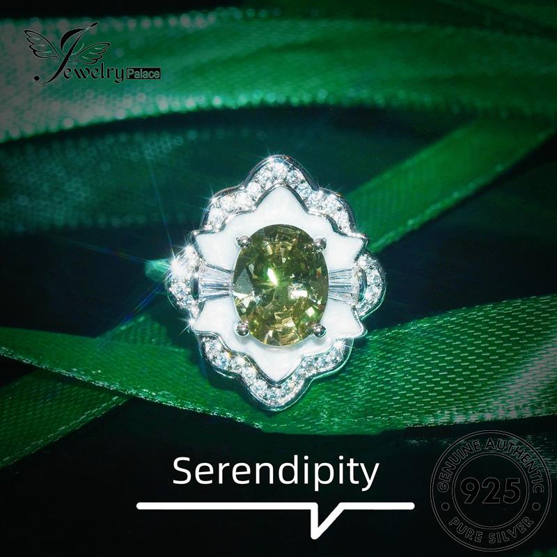 JEWELRYPALACE Sterling Silver Asli 925 Temperament Cincin Wanita Original Silver korea Nikah Perhiasan Kawin Oval Aksesori Perak Murni Emerald R2360