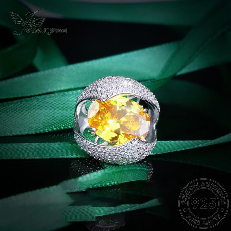 JEWELRYPALACE Citrine Sterling Perhiasan Wanita Silver Aksesori Cincin Asli Oval Original Luxury Kawin Perak Silver Murni korea Nikah 925 R2371