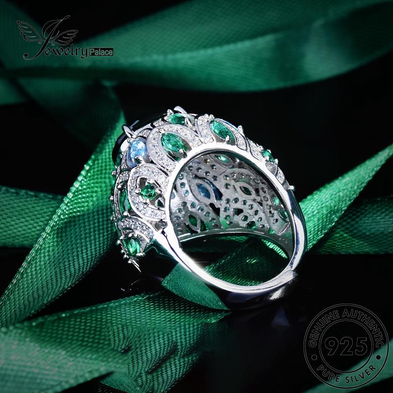 JEWELRYPALACE Aksesori Original Perhiasan Wanita Nikah Silver Emerald Perak Silver Oval 925 Murni Kawin Cincin Sterling Asli Luxury korea R2402