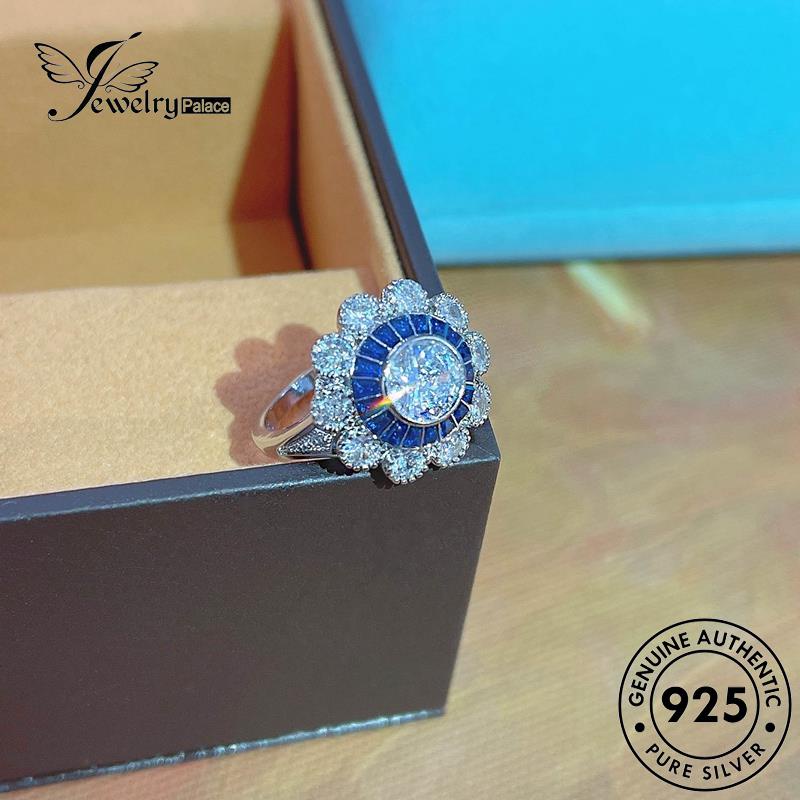 JEWELRYPALACE Temperament Cincin Perak Wanita Snowflake korea Silver Asli Aksesori Murni 925 Kawin Sterling Sapphire Nikah Original Silver Perhiasan R2484