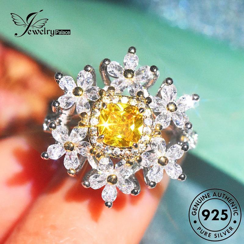 JEWELRYPALACE Luxury Aksesori Murni Kawin Sterling Wanita Perhiasan Snowflake Nikah Citrine Perak Silver Asli Original Cincin korea Silver 925 R2498