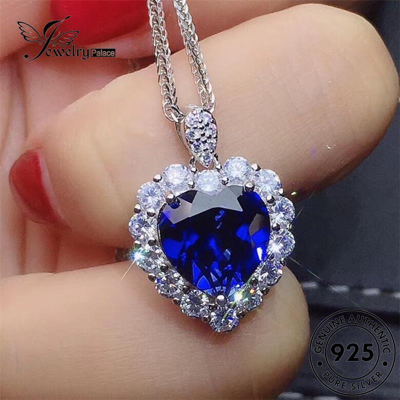 Jewelrypalace Perak Asli Love925 Safir Set Kalung Wanita Kreatif S19