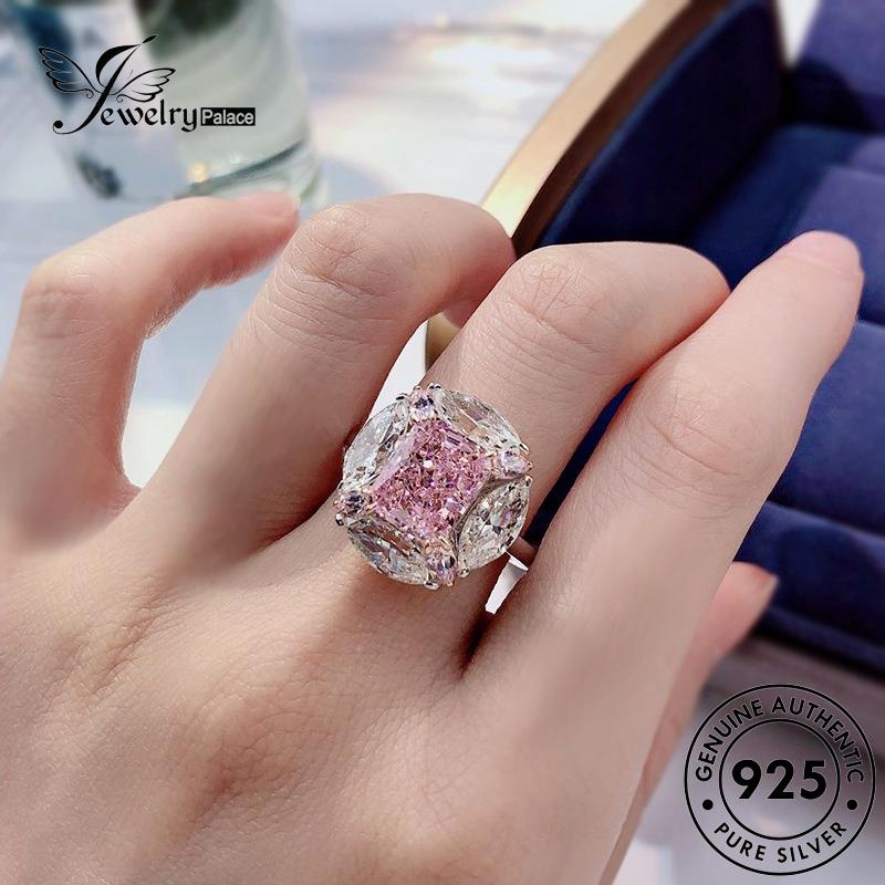 JEWELRYPALACE Wanita Cincin Perhiasan Nikah Silver 925 Crystal Sterling Oval Murni Perak korea Original Luxury Silver Aksesori Diamond Asli Kawin Pink R2537