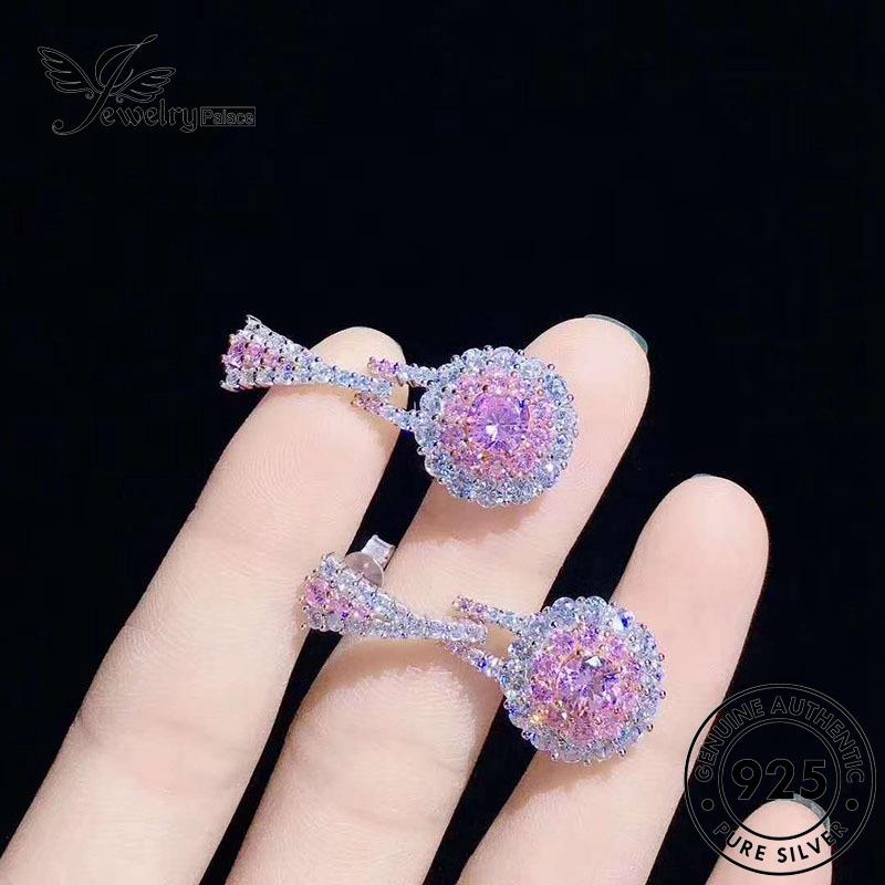 Jewelrypalace Pink Berlian925 Kalung Wanita Cerah Set Perak Fashion Kristal Asli S102