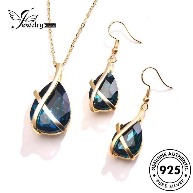 Jewelrypalace Kalung Wanita Asli Kreativitas925Set Perak Safir S76