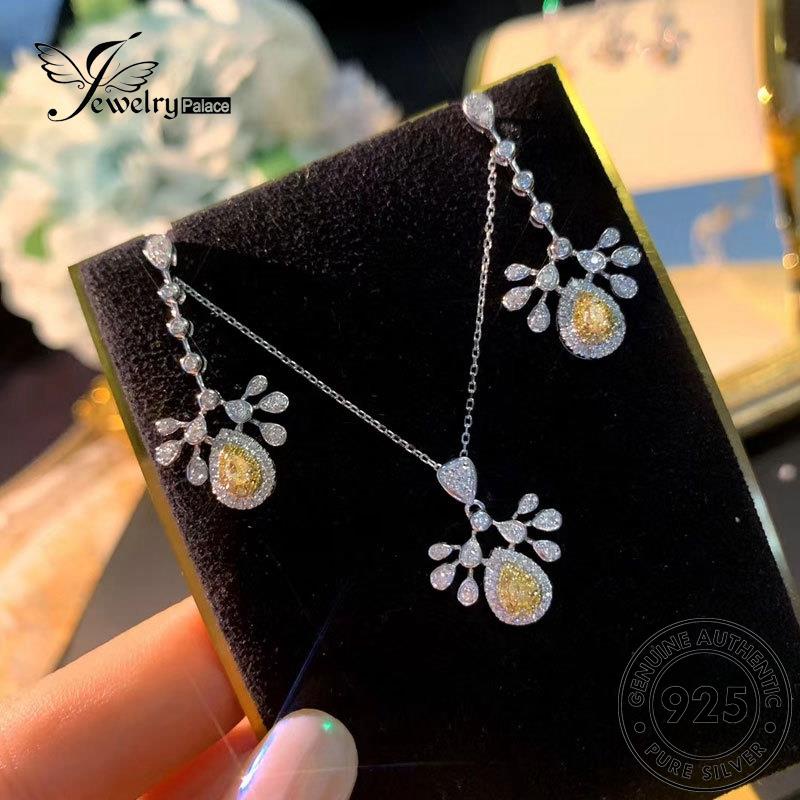 Jewelrypalace Fashion Asli925 Perak Citrine Kalung Set Wanita S149