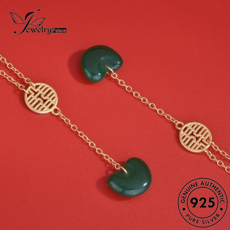 Tempat Perhiasan925 Set Perak Wanita Emerald Asli Kalung Simple S309